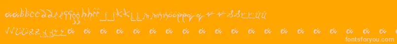 Runnsm-Schriftart – Rosa Schriften auf orangefarbenem Hintergrund