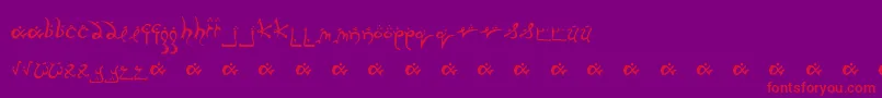 Runnsm-Schriftart – Rote Schriften auf violettem Hintergrund