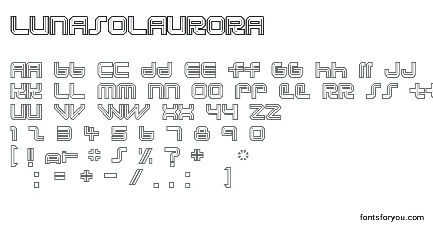 A fonte Lunasolaurora – alfabeto, números, caracteres especiais