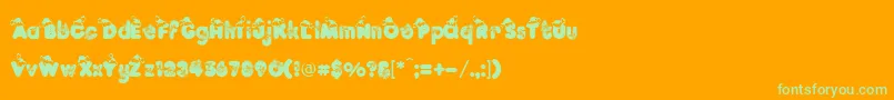 KringleRegular-Schriftart – Grüne Schriften auf orangefarbenem Hintergrund