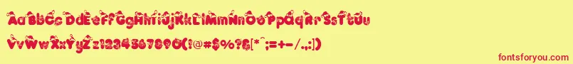 フォントKringleRegular – 赤い文字の黄色い背景