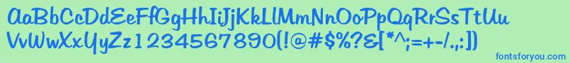 Tabitha Font – Blue Fonts on Green Background