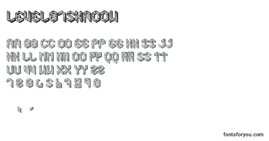 A fonte Level01Shadow – alfabeto, números, caracteres especiais