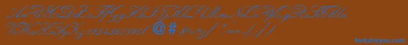 KremlinscripttwoRegularDb Font – Blue Fonts on Brown Background