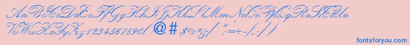 KremlinscripttwoRegularDb-Schriftart – Blaue Schriften auf rosa Hintergrund