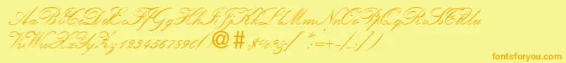 KremlinscripttwoRegularDb Font – Orange Fonts on Yellow Background