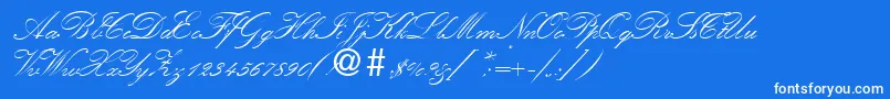 KremlinscripttwoRegularDb Font – White Fonts on Blue Background