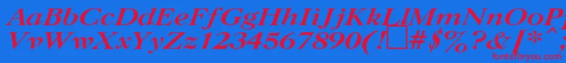 UkCaslonBoldItalic-fontti – punaiset fontit sinisellä taustalla
