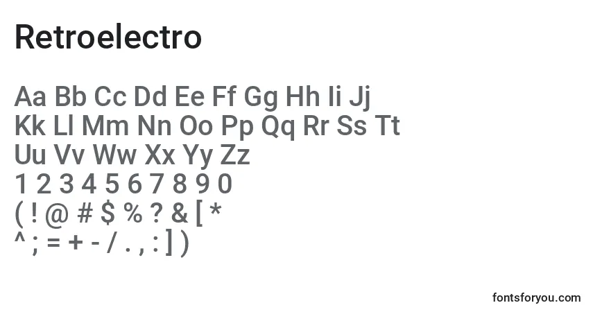 Шрифт Retroelectro – алфавит, цифры, специальные символы