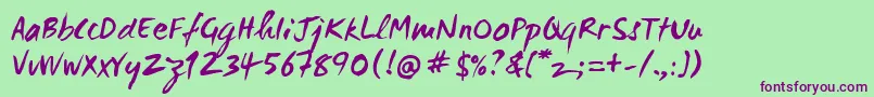 Wc Mano Negra Bta Font – Purple Fonts on Green Background