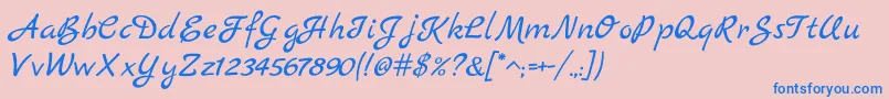 MarckScript-Schriftart – Blaue Schriften auf rosa Hintergrund