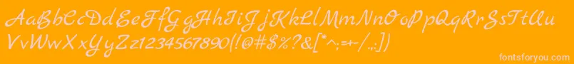 MarckScript-Schriftart – Rosa Schriften auf orangefarbenem Hintergrund