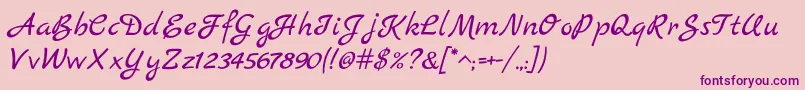 MarckScript-Schriftart – Violette Schriften auf rosa Hintergrund