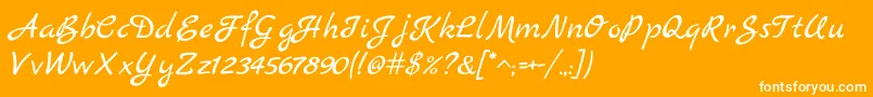 MarckScript-Schriftart – Weiße Schriften auf orangefarbenem Hintergrund