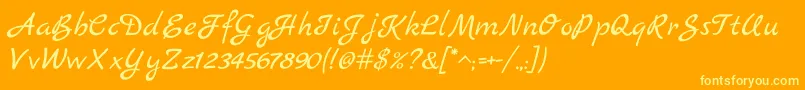 MarckScript-Schriftart – Gelbe Schriften auf orangefarbenem Hintergrund