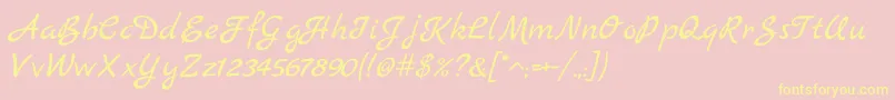 MarckScript-Schriftart – Gelbe Schriften auf rosa Hintergrund