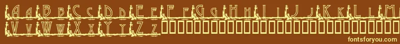 フォントKgGaylesLh – 黄色のフォント、茶色の背景