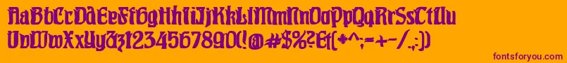 Pittoresqjugendstil-Schriftart – Violette Schriften auf orangefarbenem Hintergrund
