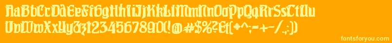 Pittoresqjugendstil-Schriftart – Gelbe Schriften auf orangefarbenem Hintergrund