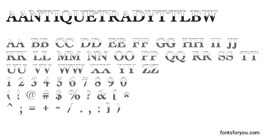 Шрифт AAntiquetradyttlbw – алфавит, цифры, специальные символы
