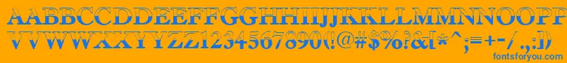 AAntiquetradyttlbw-Schriftart – Blaue Schriften auf orangefarbenem Hintergrund