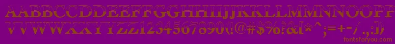 AAntiquetradyttlbw-Schriftart – Braune Schriften auf violettem Hintergrund