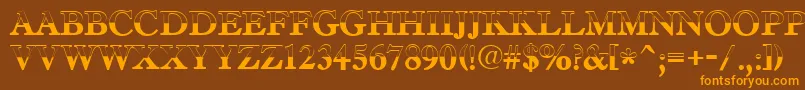 AAntiquetradyttlbw-Schriftart – Orangefarbene Schriften auf braunem Hintergrund