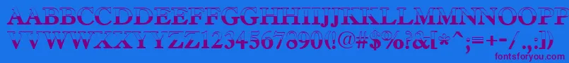 AAntiquetradyttlbw-Schriftart – Violette Schriften auf blauem Hintergrund