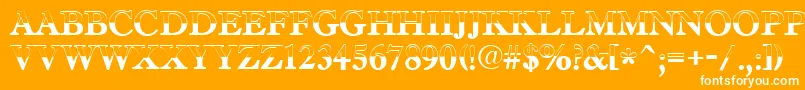 AAntiquetradyttlbw-Schriftart – Weiße Schriften auf orangefarbenem Hintergrund