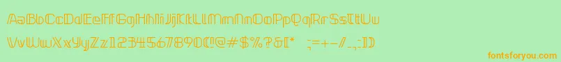 フォントNeonclipperLight – オレンジの文字が緑の背景にあります。