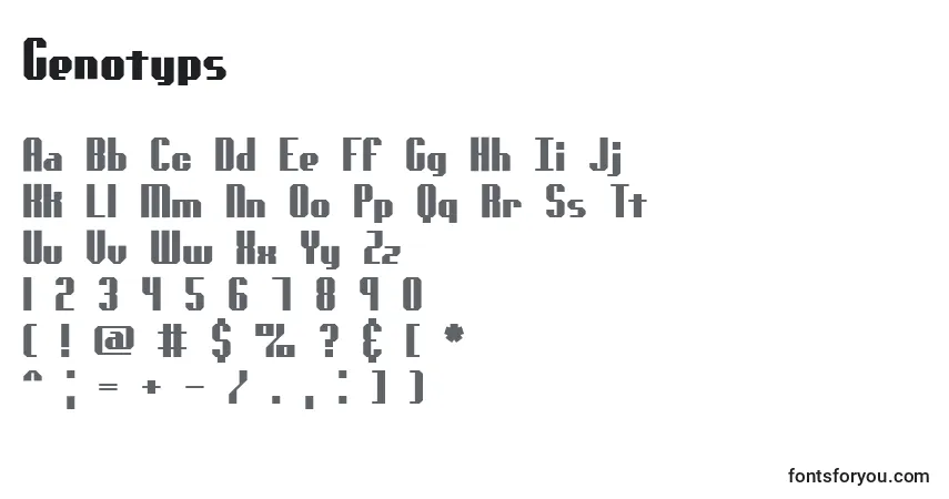Шрифт Genotyps – алфавит, цифры, специальные символы