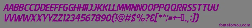Fonte SplendidPlan9Italic – fontes roxas em um fundo cinza