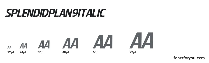 Размеры шрифта SplendidPlan9Italic
