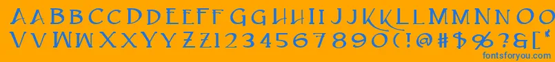 Caeldera Font – Blue Fonts on Orange Background