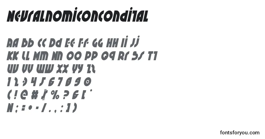 Czcionka Neuralnomiconcondital – alfabet, cyfry, specjalne znaki