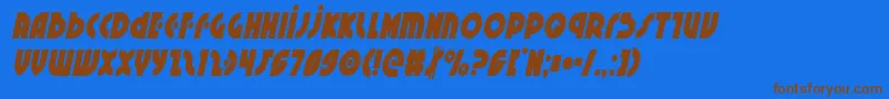 フォントNeuralnomiconcondital – 茶色の文字が青い背景にあります。