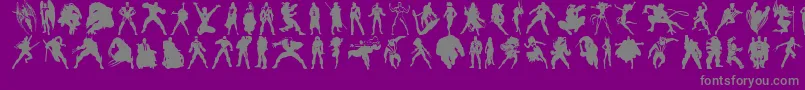 Xfighters-Schriftart – Graue Schriften auf violettem Hintergrund