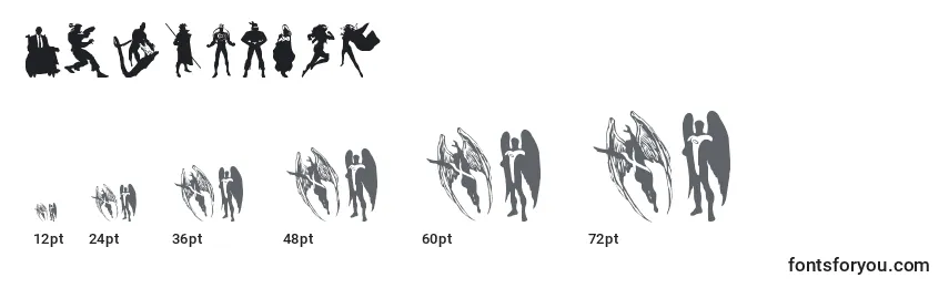 Größen der Schriftart Xfighters