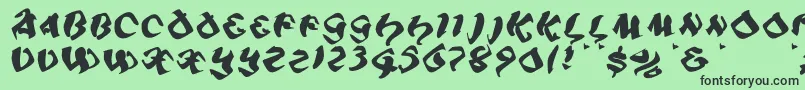 フォントPiratiqua – 緑の背景に黒い文字