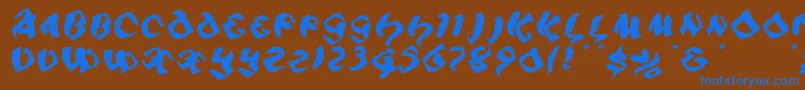 Czcionka Piratiqua – niebieskie czcionki na brązowym tle