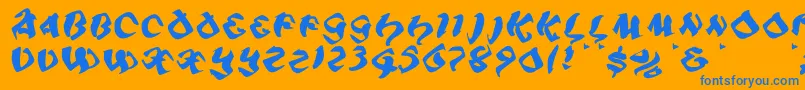 Więcej informacji o czcionce Piratiqua Czcionka Piratiqua – niebieskie czcionki na pomarańczowym tle