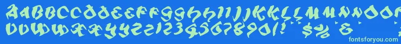 Piratiqua Font – Green Fonts on Blue Background
