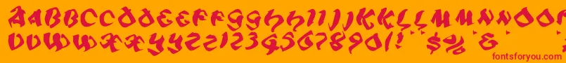 Fonte Piratiqua – fontes vermelhas em um fundo laranja