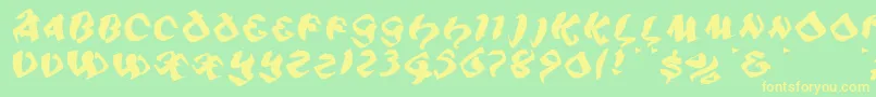 フォントPiratiqua – 黄色の文字が緑の背景にあります