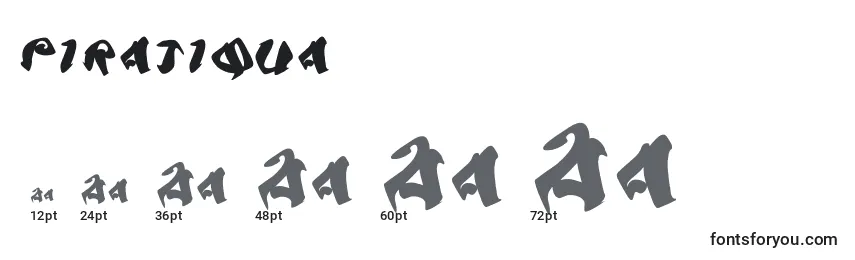 Размеры шрифта Piratiqua