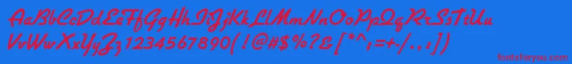 GiulioBold-Schriftart – Rote Schriften auf blauem Hintergrund