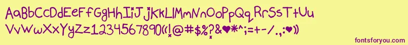 Mallorymaloneyshandwriting Font – Purple Fonts on Yellow Background