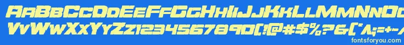 Orecrusherexpandital Font – Yellow Fonts on Blue Background