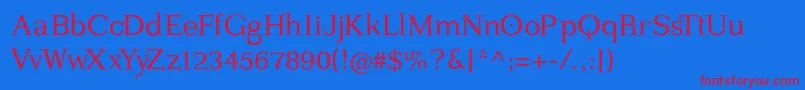 Imperiumlatineserif Font – Red Fonts on Blue Background
