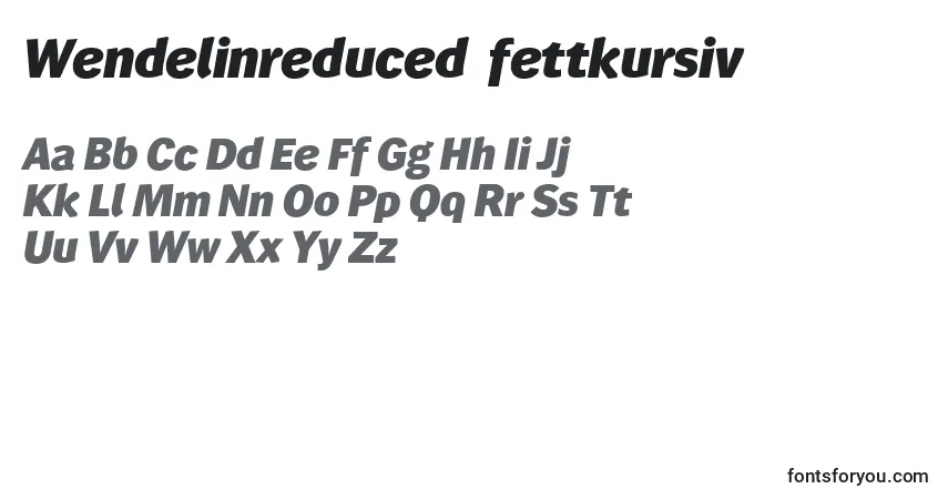 A fonte Wendelinreduced86fettkursiv (48251) – alfabeto, números, caracteres especiais